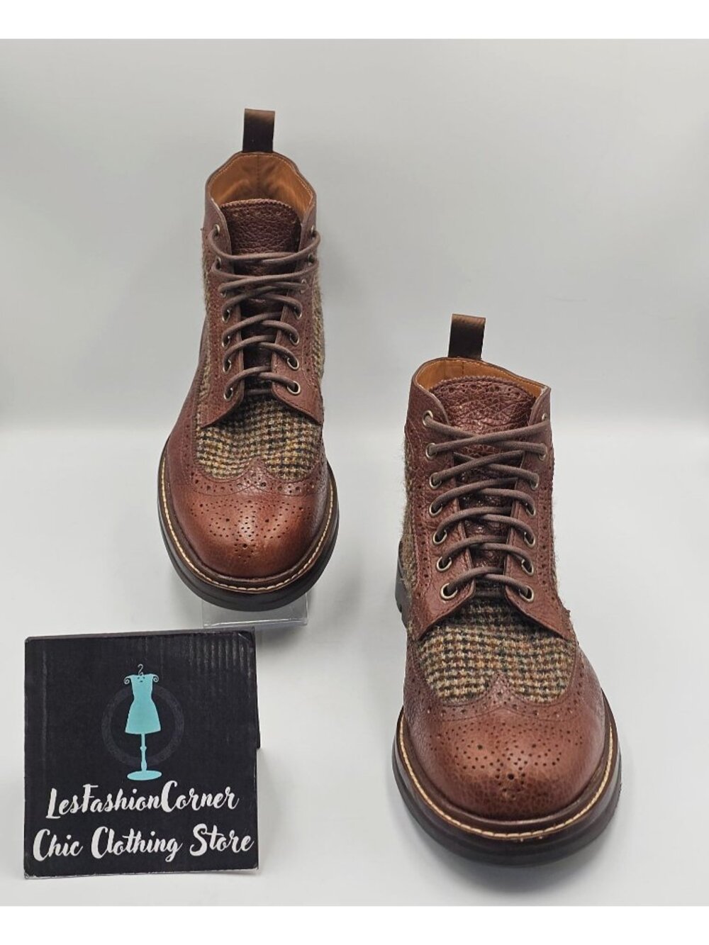 NWOB Taft Men's Brown Leather Tweed  The Boston Longwing Boots Size 9D 3654 - Picture 12 of 16
